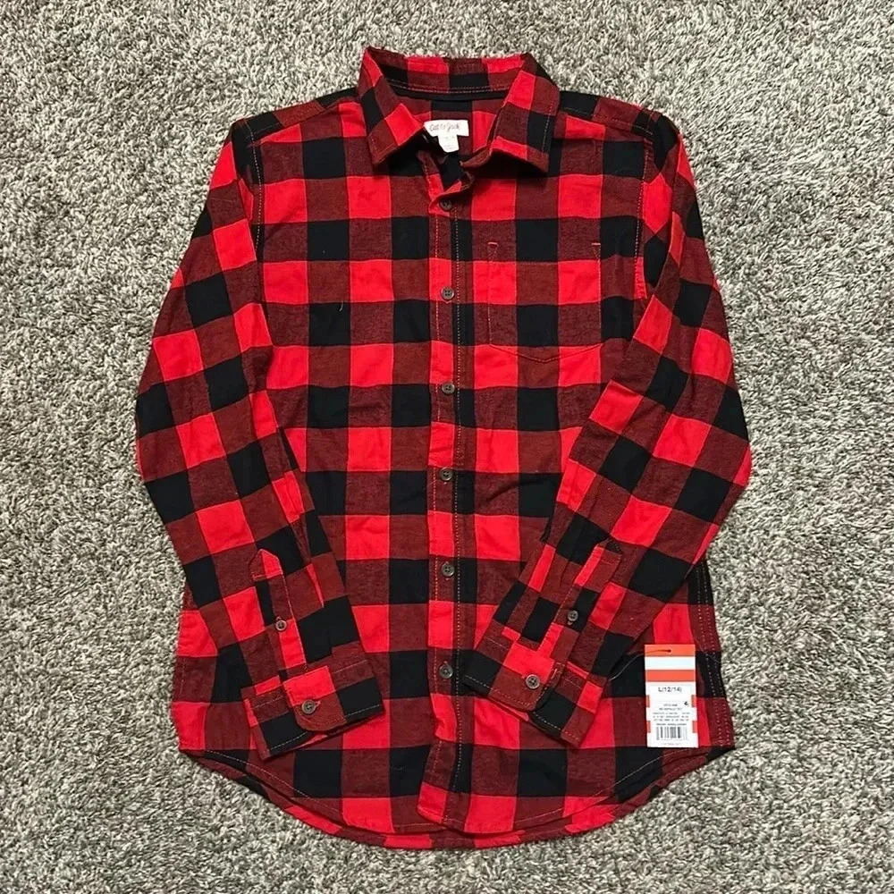 NWT Cat & Jack Boys Flannel, Size L (12-14)